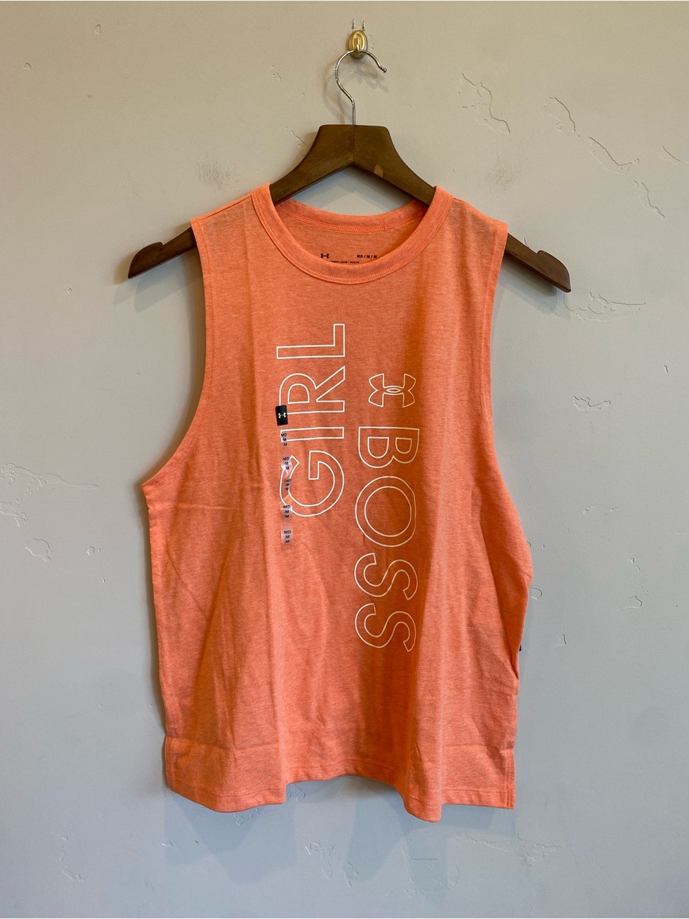 UNDER ARMOUR Pink Orange Cotton Blend Girl Boss Tank Top